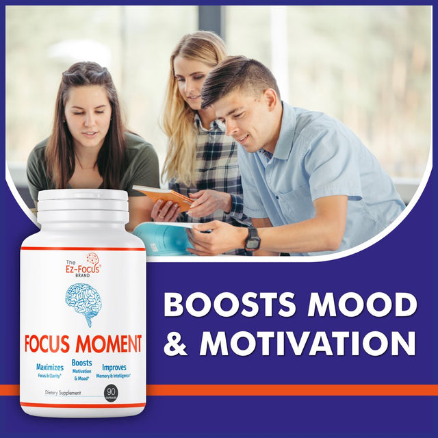 Ez-Focus Brain Focus Supplements for Memory Focus & Clarity, Potent Brain Booster for Men & Women, Elevate Brain Function Nootropic Power Support 90 Capsules