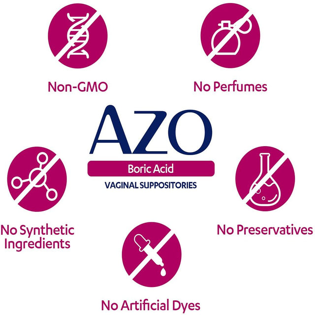 AZO Boric Acid Vaginal Suppositories, Supports Odor Control and Balance Vaginal PH with Boric Acid, Non-Gmo, 30 Count