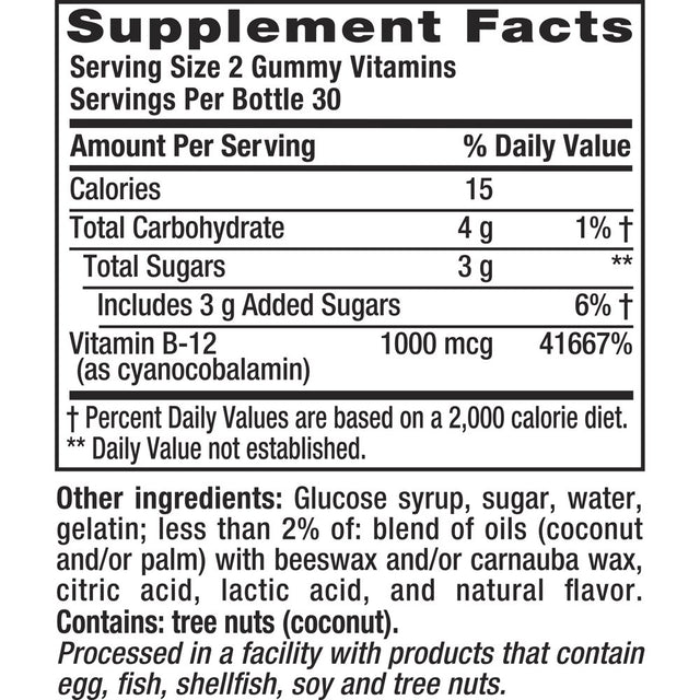 Vitafusion B12 Gummy Vitamins, Delicious Raspberry Flavor, 60Ct (30 Day Supply)