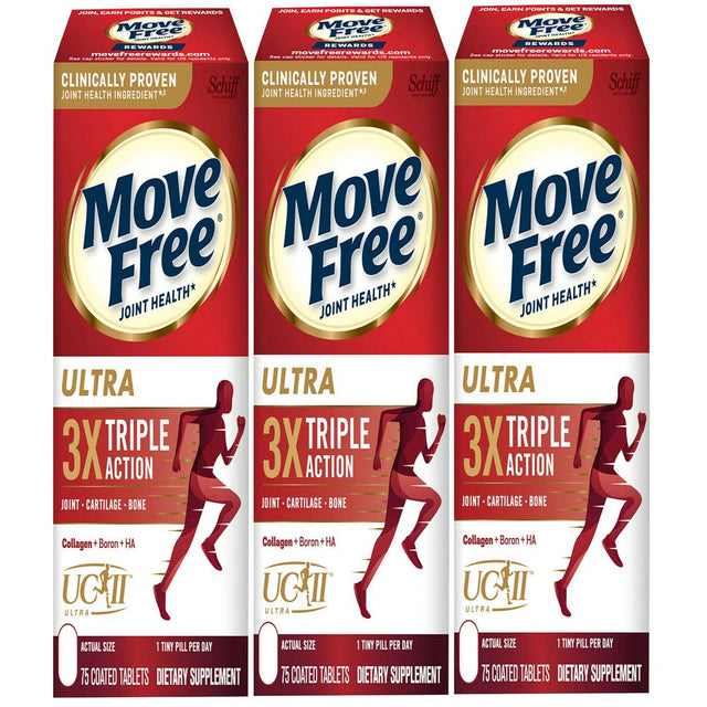 3 Pack | Schiff Move Free Ultra Triple Action Joint Supplement, 75 Tablets