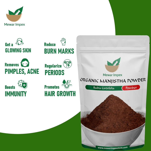 Manjistha (Rubia Cordifolia) Powder (100 Gm) / Ayurvedic Herbal Powder/For Hair, Face, Internal Consume/For Men & Women