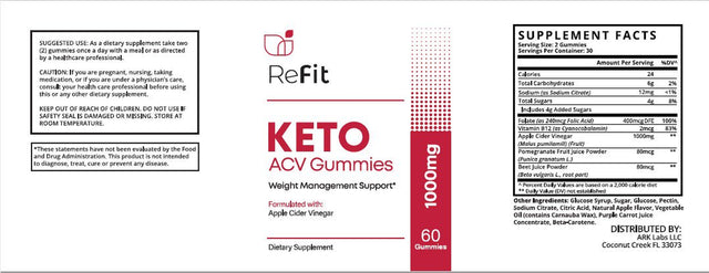 (5 Pack) Refit Keto ACV Gummies - Supplement for Weight Loss - Energy & Focus Boosting Dietary Supplements for Weight Management & Metabolism - Fat Burn - 300 Gummies