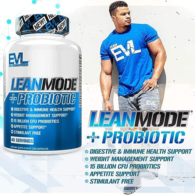 Evlution Nutrition Leanmode + Probiotic, Advanced Probiotic Capsule Supplement, 15 Billion Cfus per Serving, Digestive Support & Gut Health (40 Servings)