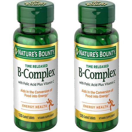 Nature'S Bounty B-Complex with Folic Acid plus Vitamin C Tablets 125 Ea (Pack of 2)