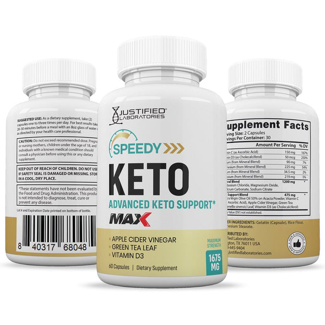 (2 Pack) Speedy Keto ACV MAX Pills 1675Mg Alternative to Gummies Dietary Supplement 120 Capsules