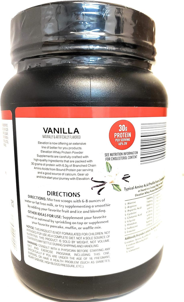 Elevation by Millville Vanilla Protein Powder 32Oz, Pack of 1