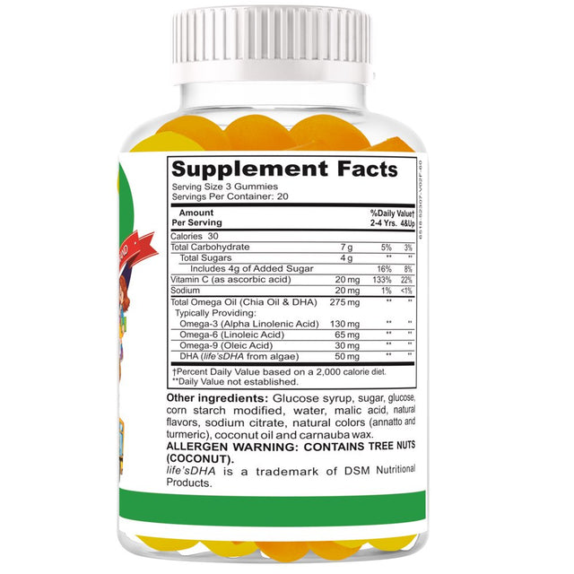 I-Can Brain Focus Supplements for Kids & Teens, Memory Booster Brain Vitamins with Omega 3 6 9, EPA DHA- 60 Gummy Vitamins