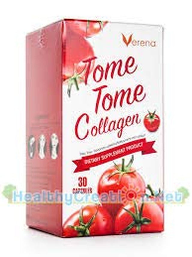 3Box Verena Tome Tome Collagen เวอรีน่า โทเมะ คอลลาเจน from the Value of Golden Yellow Tomatoes for Smooth, Soft, White Skin, Reduce Freckles, Wrinkles, Dark Spots 1 Box 30 Capsules