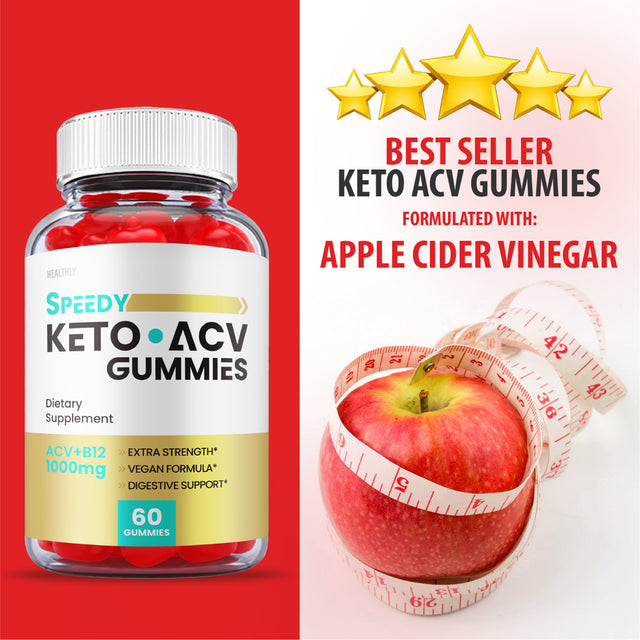 (2 Pack) Speedy Keto ACV Gummies, Advanced Weight Loss Support with Apple Cider Vinegar B12 1000 Mg, Speedy Keto ACV Gummy, 120 Gummies