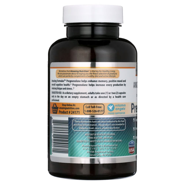 Amazing Formulas - Pregnenolone Dietary Supplement-100 Milligrams-120 Capsules(Non-Gmo,Gluten Free)-Promotes Hormonal Balance - Supports Energy Production