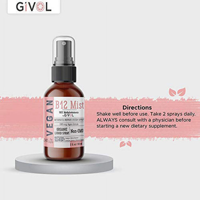 GIVOL Vegan Methylcobalamin- Vitamin B12 Liquid Mist 5,000Mcg