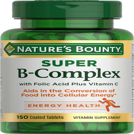 Nature'S Bounty Super B-Complex + Vitamin C Tablets for Energy Metabolism, 150 Ct