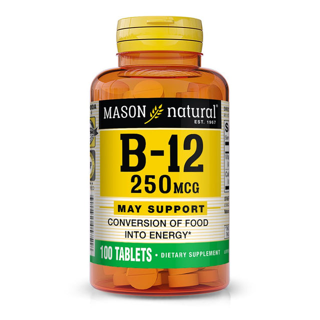 Mason Natural Vitamin B12 250 Mcg with Calcium - Supports Nerve Function and Health, 100 Tablets