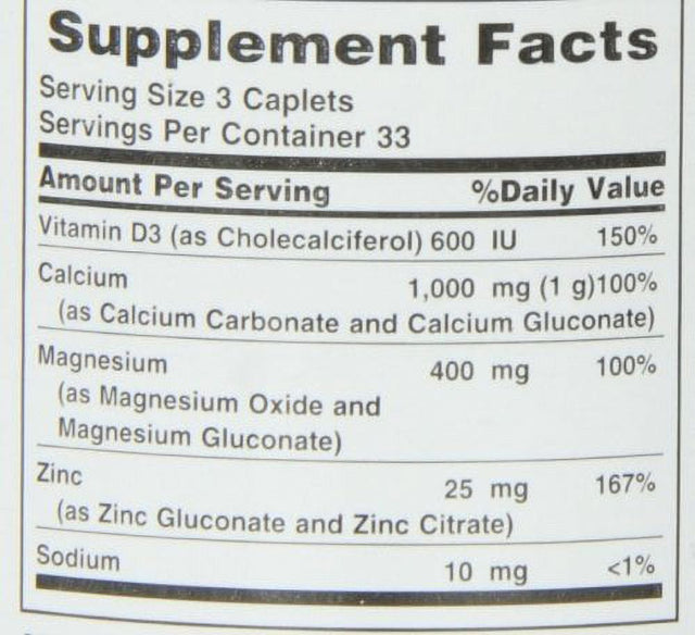 Nature'S Bounty Calcium-Magnesiuim-Zinc, 100 Caplets