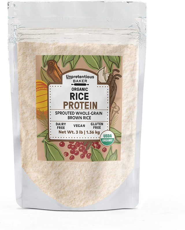 Unpretentious Baker Organic Rice Protein Powder, 3 Lb, Vegan & Gluten-Free Alternative to Whey or Soy Protein