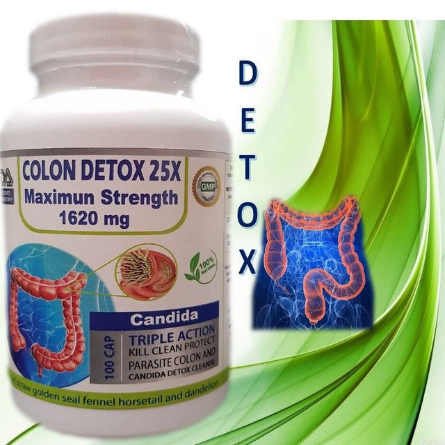 Colon Detox 25X Maximum Strength 1620 Mg Diet Weight Loss Pills 100 Capsules