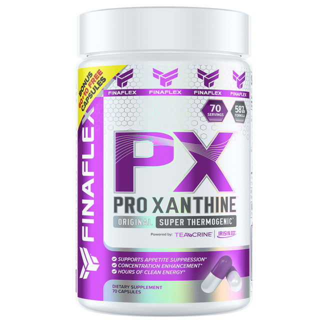 FINAFLEX PX Pro Xanthine, Elite Product, Pro Results, Weight Loss Support, Appetite Suppressant, Concentration Enhancement, Hours of Energy, 70 Capsules