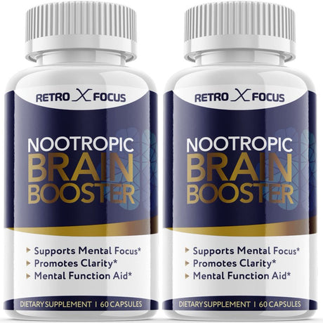 Retro X Focus - Brain Boost Matrix Supplement - Memory Booster Dietary Supplement for Focus, Memory, Clarity, & Energy - Advanced Cognitive Formula for Maximum Strength - 120 Capsules (2 Pack)