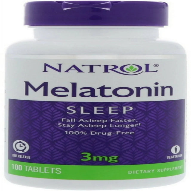 Natrol Melatonin 3 Mg Sleep Time Release Dietary Supplement Tablets 100 Ea (Pack of 6)