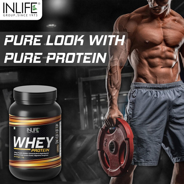 Whey Protein Powder with Isolate Concentrate Hydrolysate & Digestive Enzymes - 1 Kg (Chocolate Flavour)