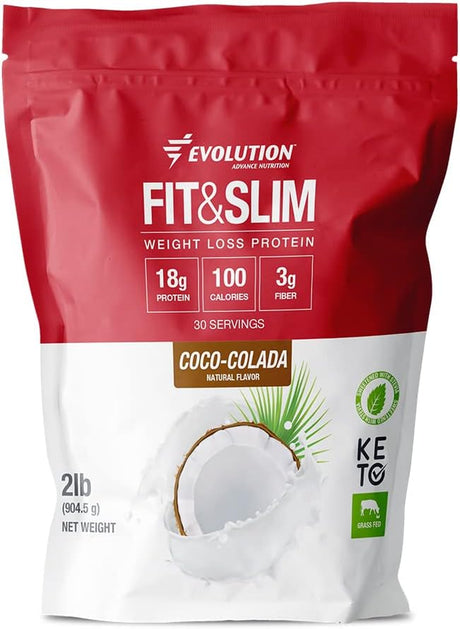 Evolution Advance Nutrition Fit & Slim Blend – Grass-Fed Whey Protein Powder for Easy Digestion, Keto-Approved, Non-Gmo, Stevia Sweetened, Natural Flavor – 2 Pounds (Coco-Colada)