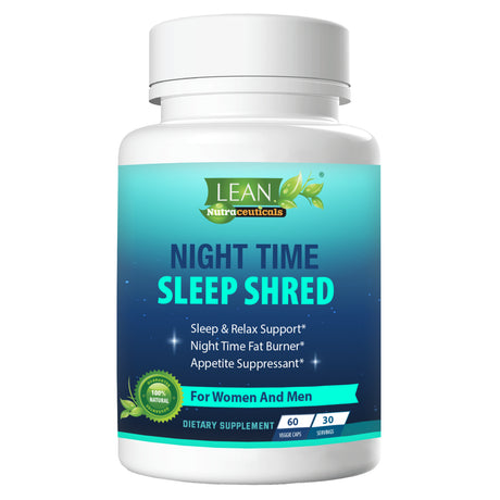 Night Time Sleep Shred Fast Fat Burner, Weight Loss Aid Pill, Appetite Suppressant Carb Blocker Metabolism Booster Support Supplement for Women Men with Melatonin White Kidney Bean Ashwagandha 60 Caps