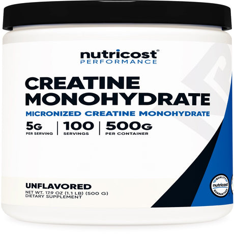 Nutricost Creatine Monohydrate Powder 500 Grams (Unflavored) Supplement