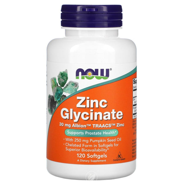 Now Foods Zinc Glycinate - 120 Softgels, Pack of 2