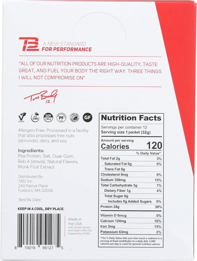 TB12 Vanilla Protein Powder, 1.12 OZ Each, 12 Count (Pack of 1)