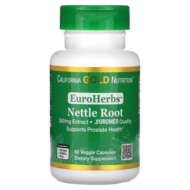 California Gold Nutrition Nettle Root Extract, Euroherbs, European Quality, 250 Mg, 60 Veggie Capsules