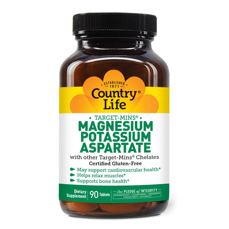 Country Life Target-Mins Magnesium, Potassium, Aspartate, 90 Tablets