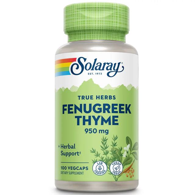 Solaray True Herbs, Fenugreek Thyme, 100 Vegcaps