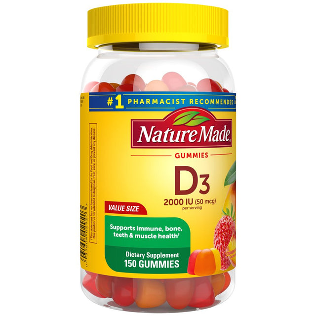 Nature Made Vitamin D3 2000 IU (50 Mcg) per Serving Gummies, Dietary Supplement for Bone and Immune Health Support, 150 Count