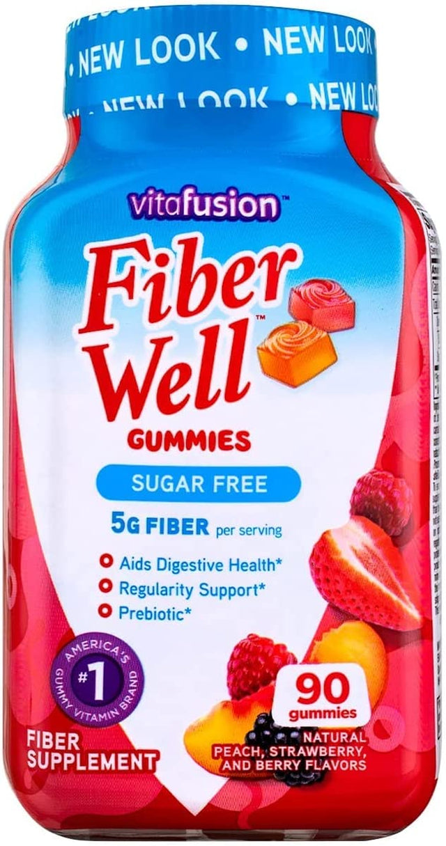 Vitafusion, Fiber Well Gummies, Fiber Supplement, Assorted Flavors - 90 Gummies, Pack of 3