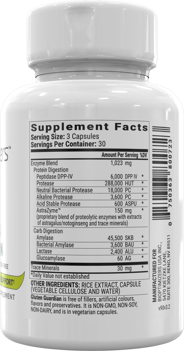 Gluten Guardian 3.0 by Bioptimizers - Gluten Pills with DPP-IV (90 Capsules)