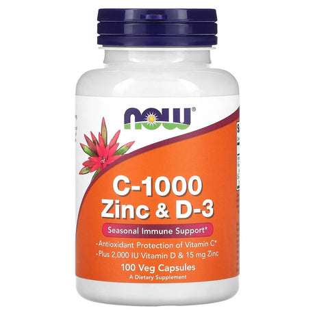 NOW Foods - Vitamin C-1000 Zinc & Vitamin D-3 - 100 Veg Capsules