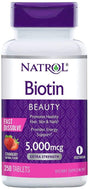 Natrol Biotin BEAUTY 5,000 Mcg Strawberry Flavor - 250 Fast Dissolve Tablets