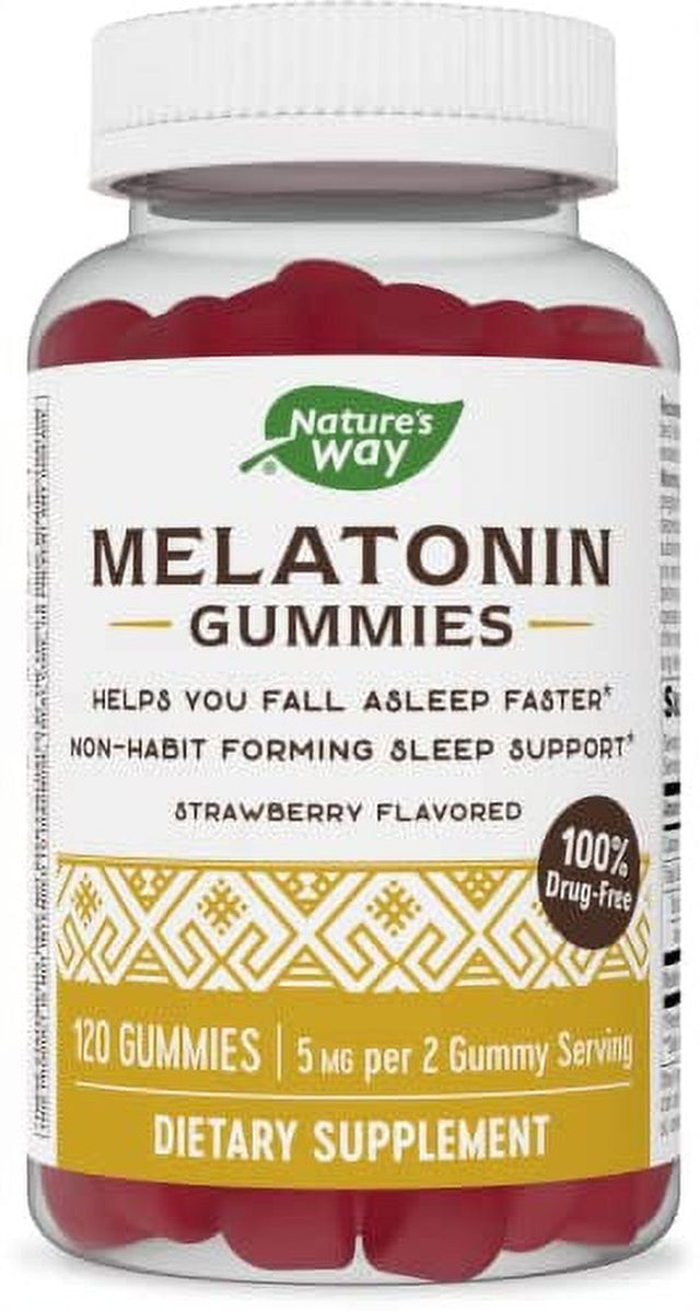 Natureâ€™S Way Melatonin Gummies, Sleep Gummies, Supports Restfulâ€¯Sleep,*Â€¯5 Mg per 2 Gummy Serving, Strawberry Flavored, 120 Gummies