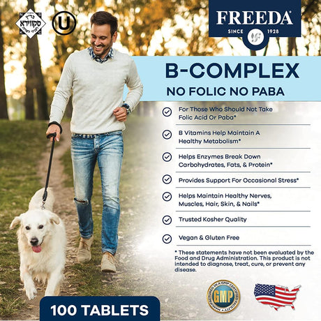 Freeda Kosher B Complex No Folic No Paba - 250 Tablets