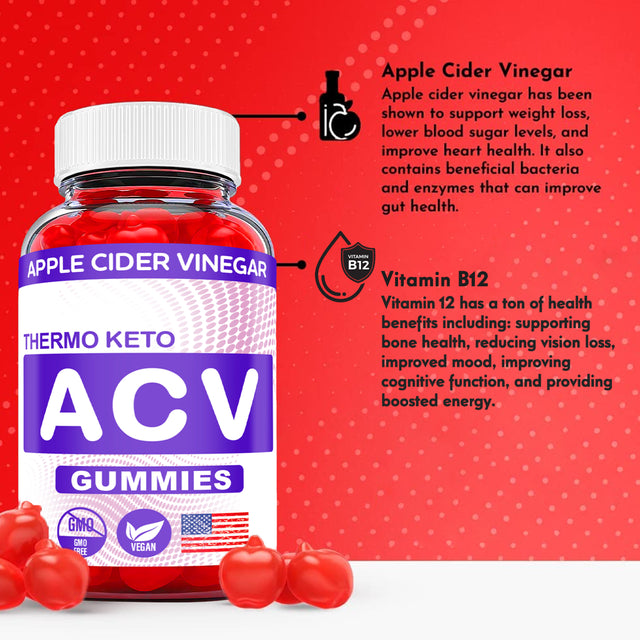 (2 Pack) Thermo Keto ACV Gummies - Supplement for Weight Loss - Energy & Focus Boosting Dietary Supplements for Weight Management & Metabolism - Fat Burn - 120 Gummies