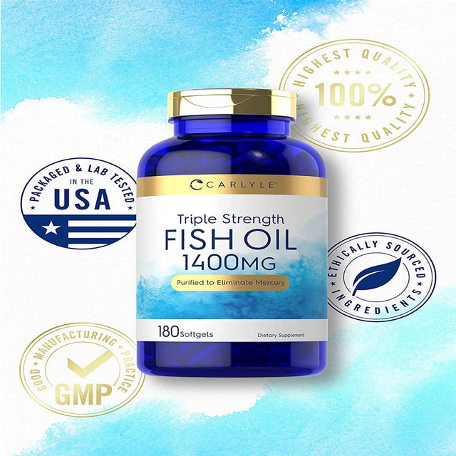 Triple Strength Fish Oil | 180 Softgels | Omega 3 Supplement | by Carlyle