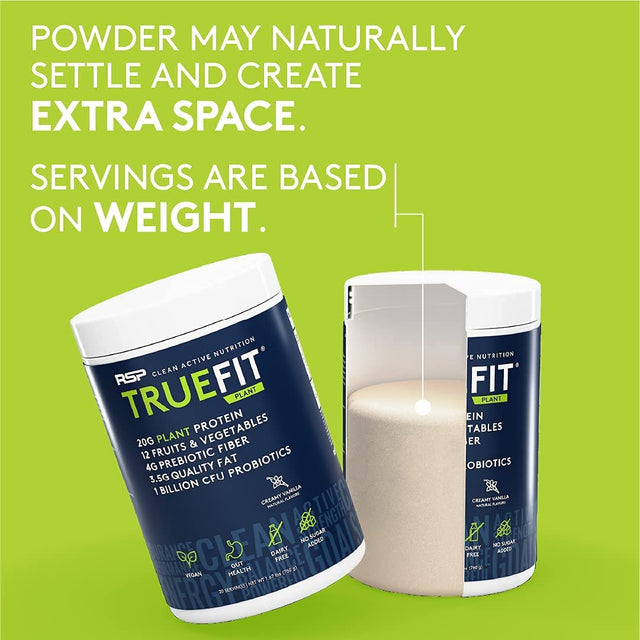 RSP Truefit Vegan Protein Powder Meal Replacement Shake, Plant Based Protein + Organic Fruits & Veggies, Fiber & Probiotics, Gluten Free, Dairy Free