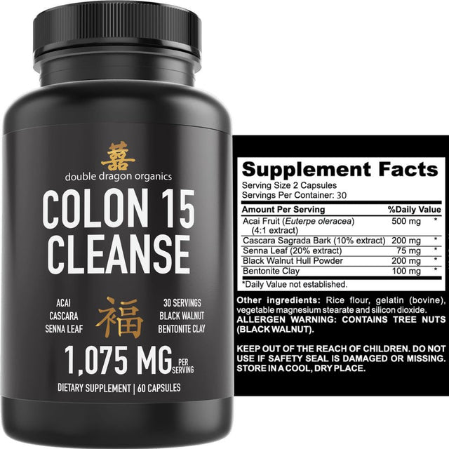 Colon 15 Cleanse Gentle Colon Cleanse for Digestive Health & Gut Flora 1,075Mg