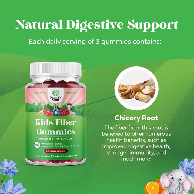 Kids Fiber Gummies Sugar Free - Delicious Prebiotic Fiber Gummies for Kids for Immunity Constipation and Digestive Support - Kids Fiber Supplements Gummies Non GMO Vegan Kosher Gluten and Sugar Free