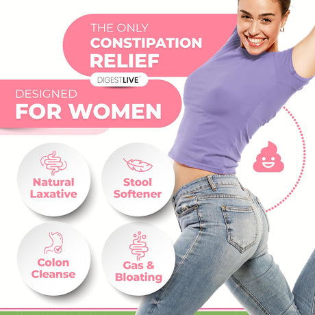 Laxative, Constipation Relief for Women - Stool Softener - 100% Natural - 100 Capsules - Female Colon Cleanse, Detox - Gas and Bloating Relief - Vegan, Gluten and GMO Free