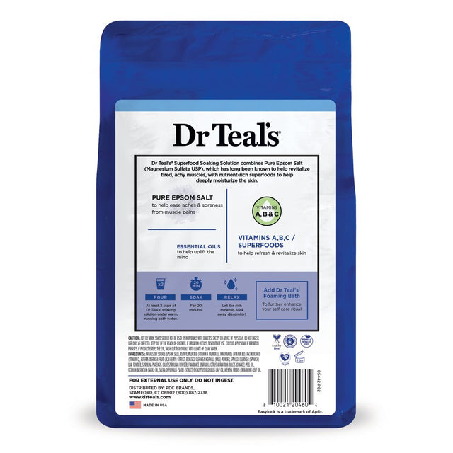 Dr Teal'S Refresh & Revitalize Epsom Salt Soaking Solution with Superfoods, 3 Lbs