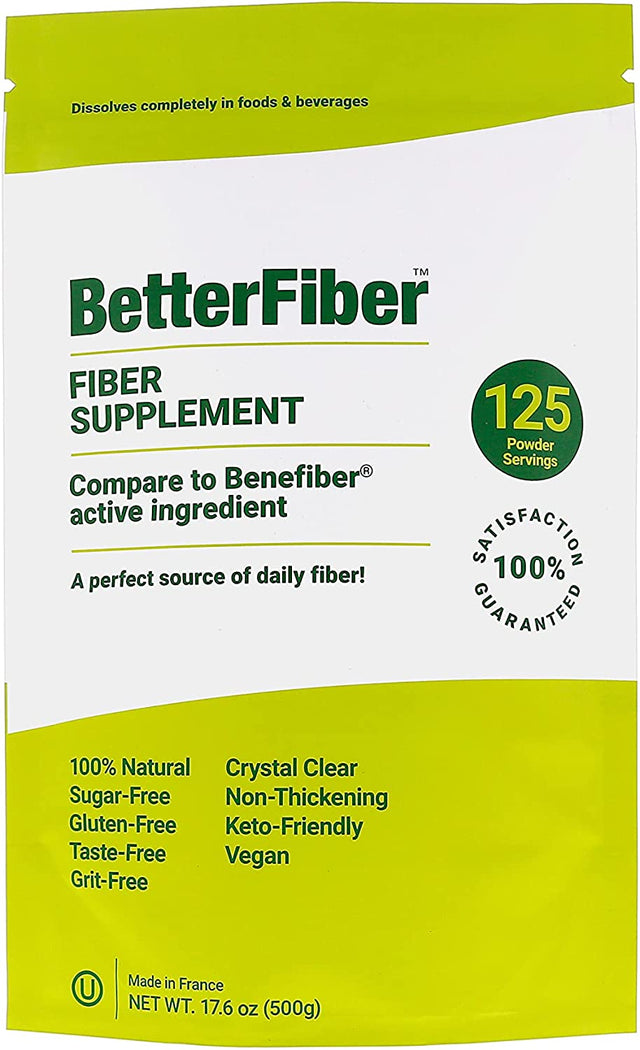 Betterfiber - Prebiotic Fiber Supplement [100% Generic Equivalent of Leading Brand] ⊘ Non-Gmo Gluten-Free Vegan OU Kosher Certified - 17.6Oz/500G (125 Servings)