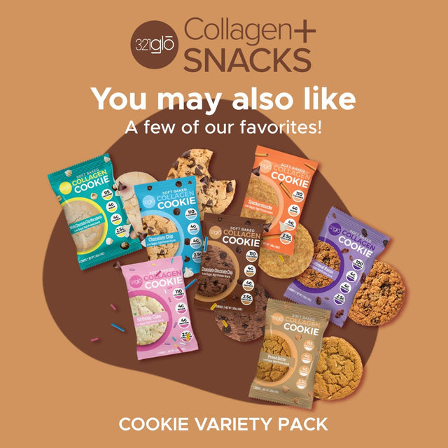 321Glo Collagen Protein Cookies, Soft-Baked Cookies, Low Carb and Keto Friendly Treats for Women, Men, and Kids, 6-PACK (Chocolate Chocolate Chip)