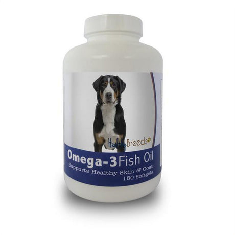 Healthy Breeds 840235142041 Greater Swiss Mountain Dog Omega-3 Fish Oil Softgels, 180 Count