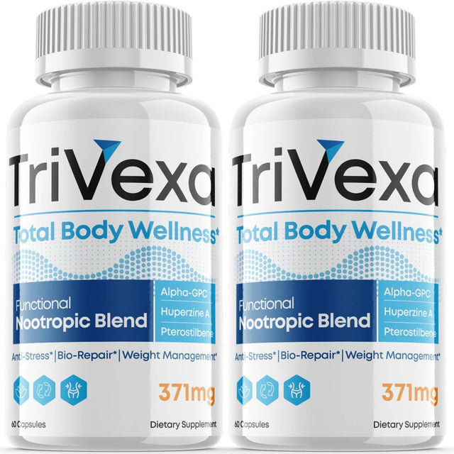 (2 Pack) Trivexa - Total Body Wellness - Dietary Supplement for Focus, Memory, Clarity, & Energy - Advanced Cognitive Support Formula for Maximum Strength - 120 Capsules